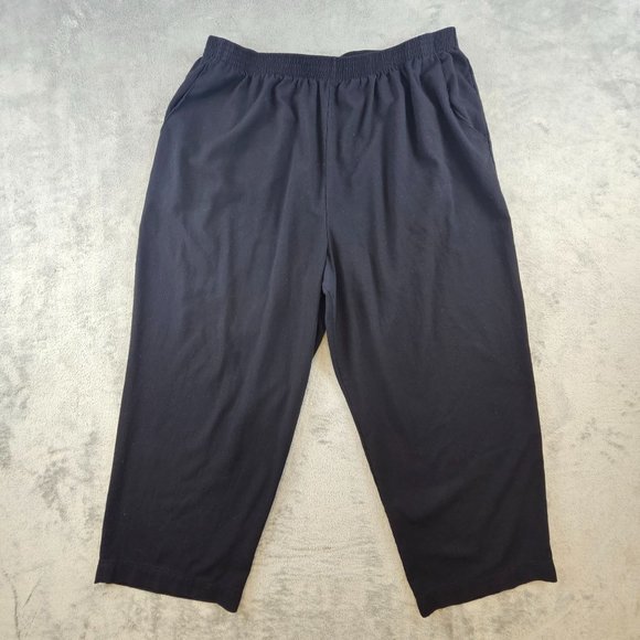 Maggie Barnes Capri Pants Women's 26W Black High Elastic Waist Pockets Casual - Picture 1 of 10